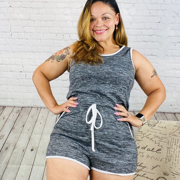 Peachy Girl Pants - Tie Waist Tank Romper w/Pockets L/XL